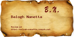 Balogh Nanetta névjegykártya
